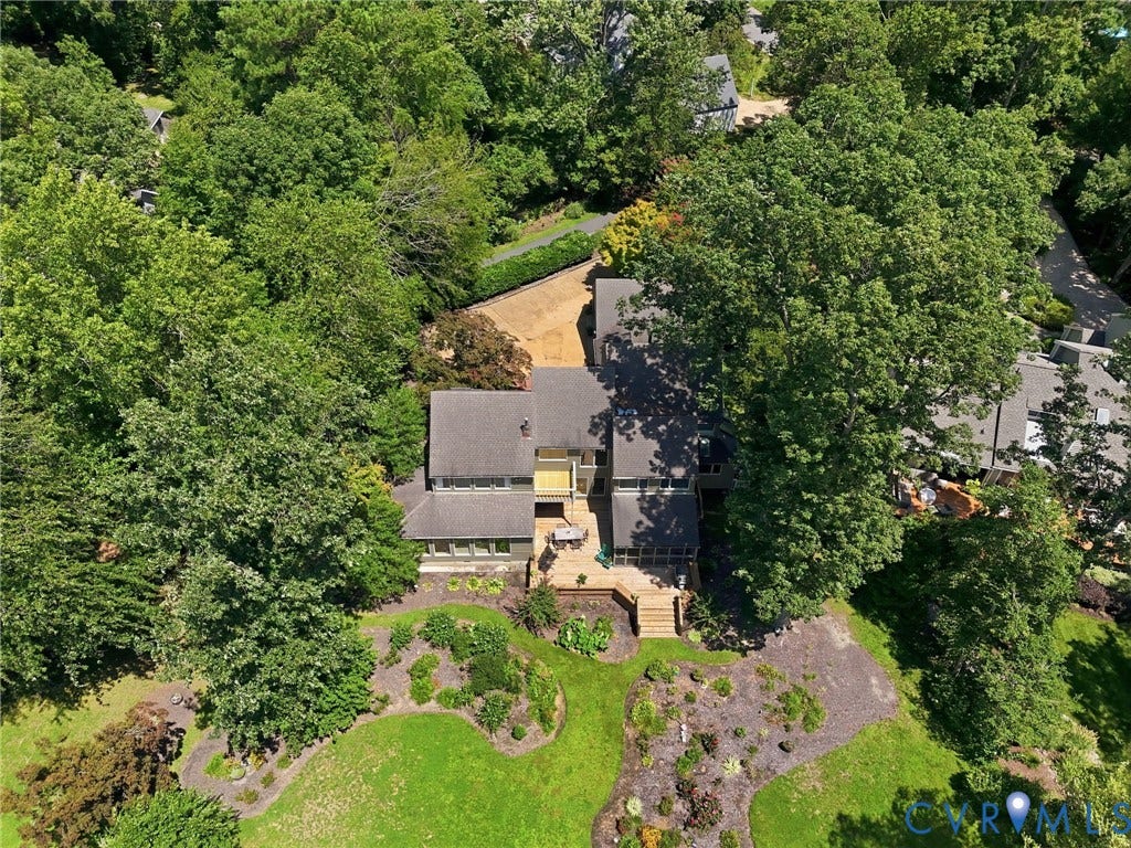 3416 Walkers Ferry Road, Walkers Ferry, Midlothian, VA 23112 Extensive landscaping surrounding the property, a multi-level deck, and a private stone driveway