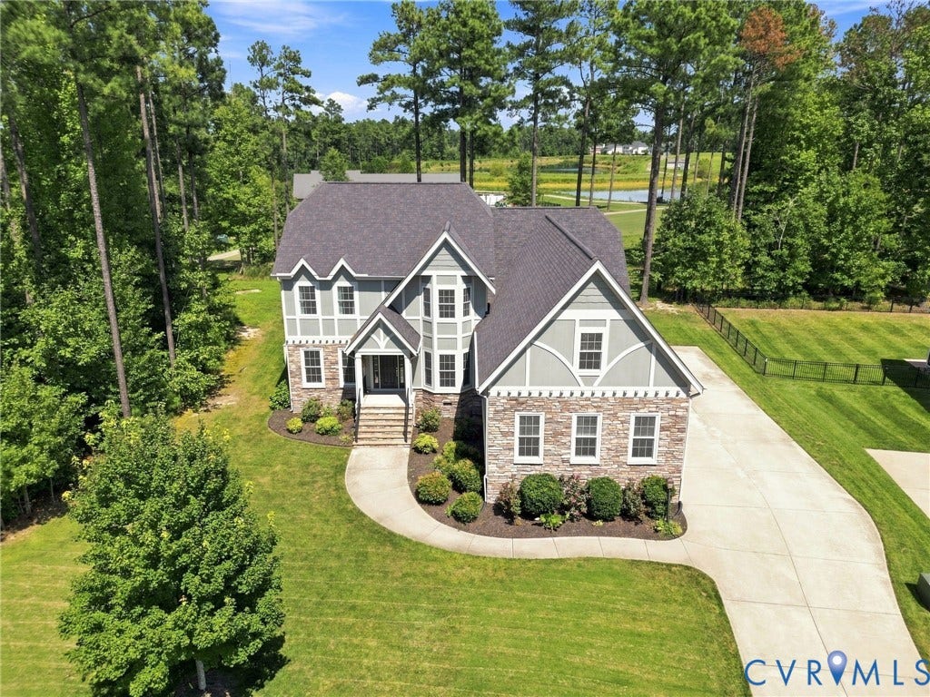 6907 Carden Park Drive, Carden Park, Moseley, VA 23120 Stone and siding exterior with gabled roofline