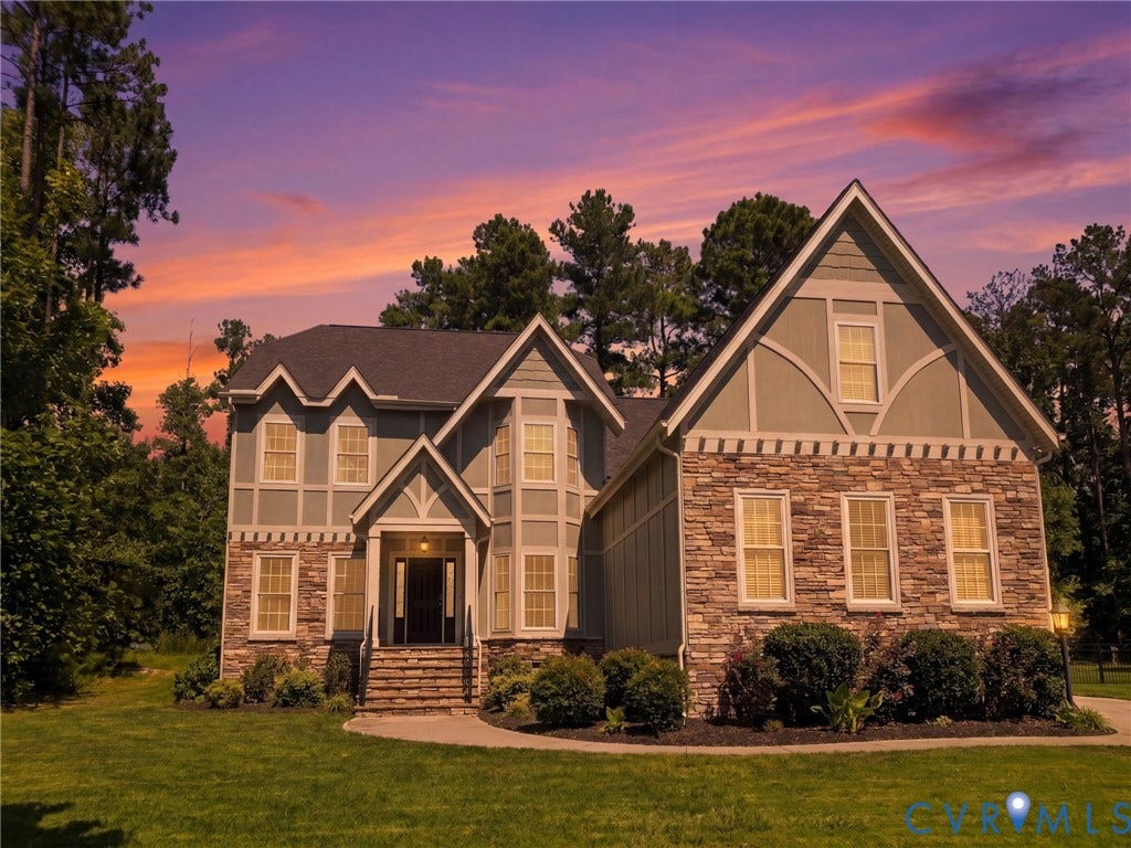 6907 Carden Park Drive, Carden Park, Moseley, VA 23120 Stone and siding exterior with multiple gables