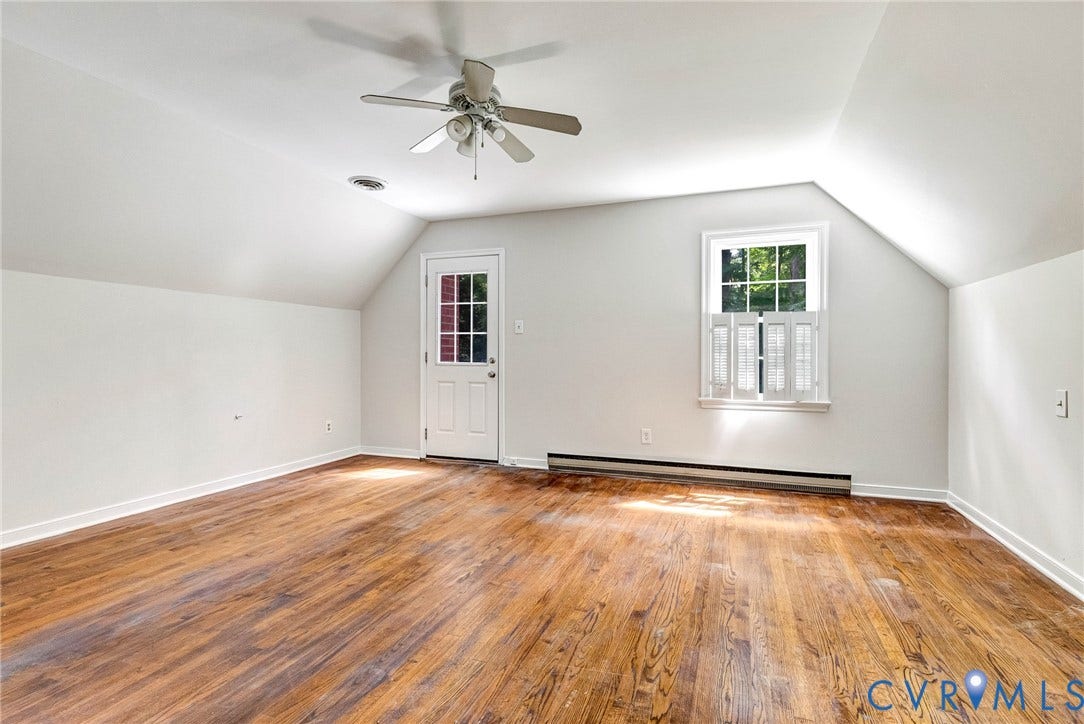 10478 Gould Hill Road, Studley, Hanover, VA 23069 Bedroom 2 with access to balcony over screened porch. Freshly painted.
