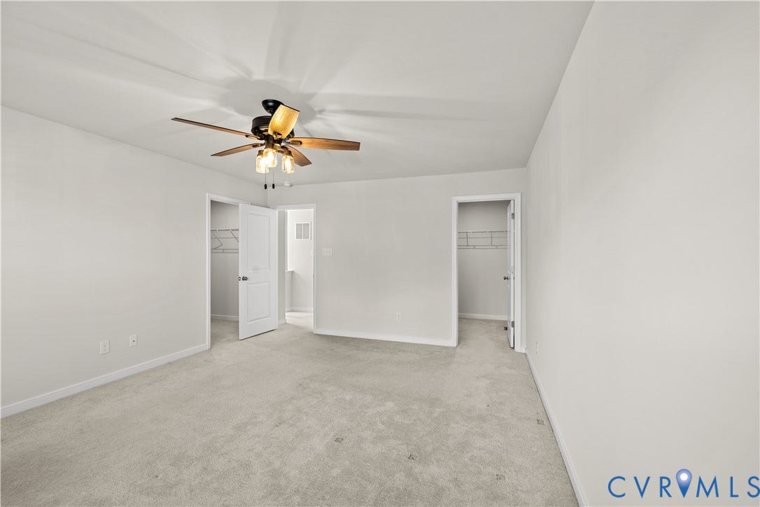 3372 Dewsberry Lane, Henrico, VA 23231 Recessed lighting with a ceiling fan fixture, neutral carpeting, and white walls