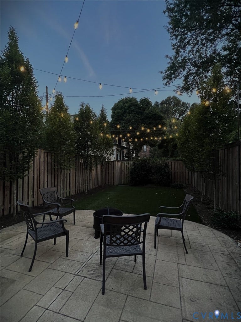 Cafe lights hardwired for enjoying fall evenings to come!