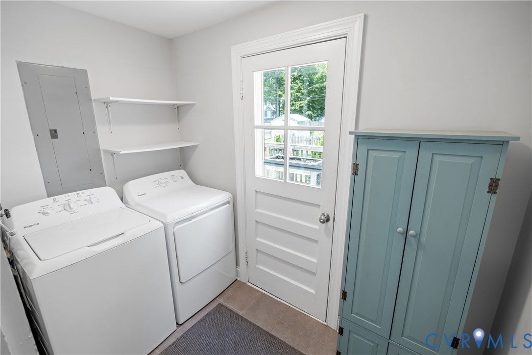 6710 Hanover Avenue, Westhampton Heights, Richmond, VA 23226 White walls, built-in shelving, and a white paneled door with window. This is not heated space