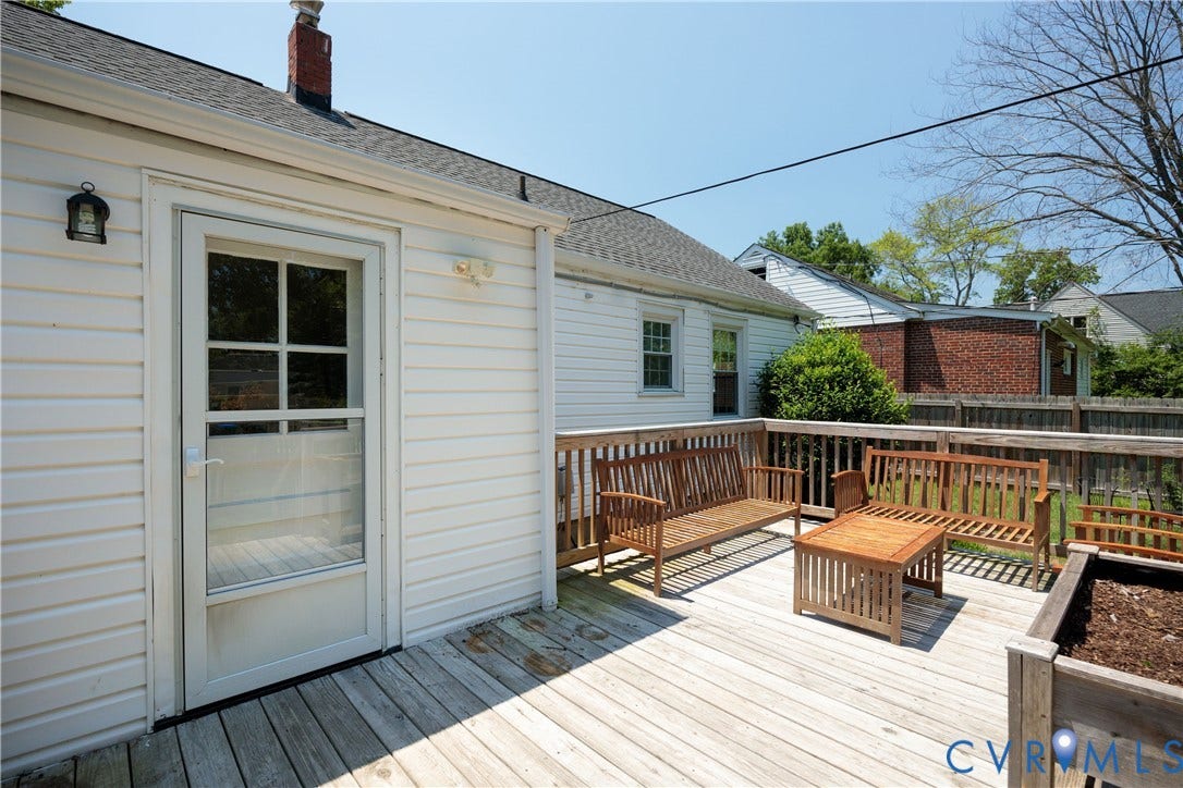 6710 Hanover Avenue, Westhampton Heights, Richmond, VA 23226 Outdoor wood deck with railing and direct exterior access