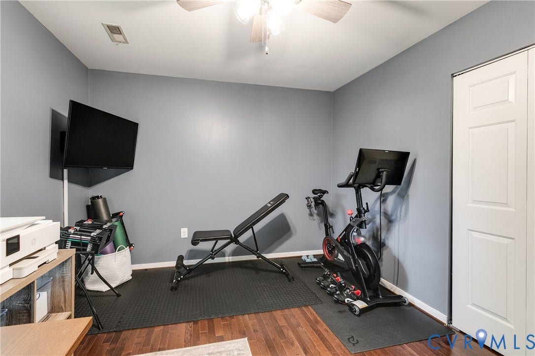 2844 Broadford Lane, Henrico, VA 23233 Recessed lighting, wood-finish flooring, ceiling fan, and bi-fold closet doors