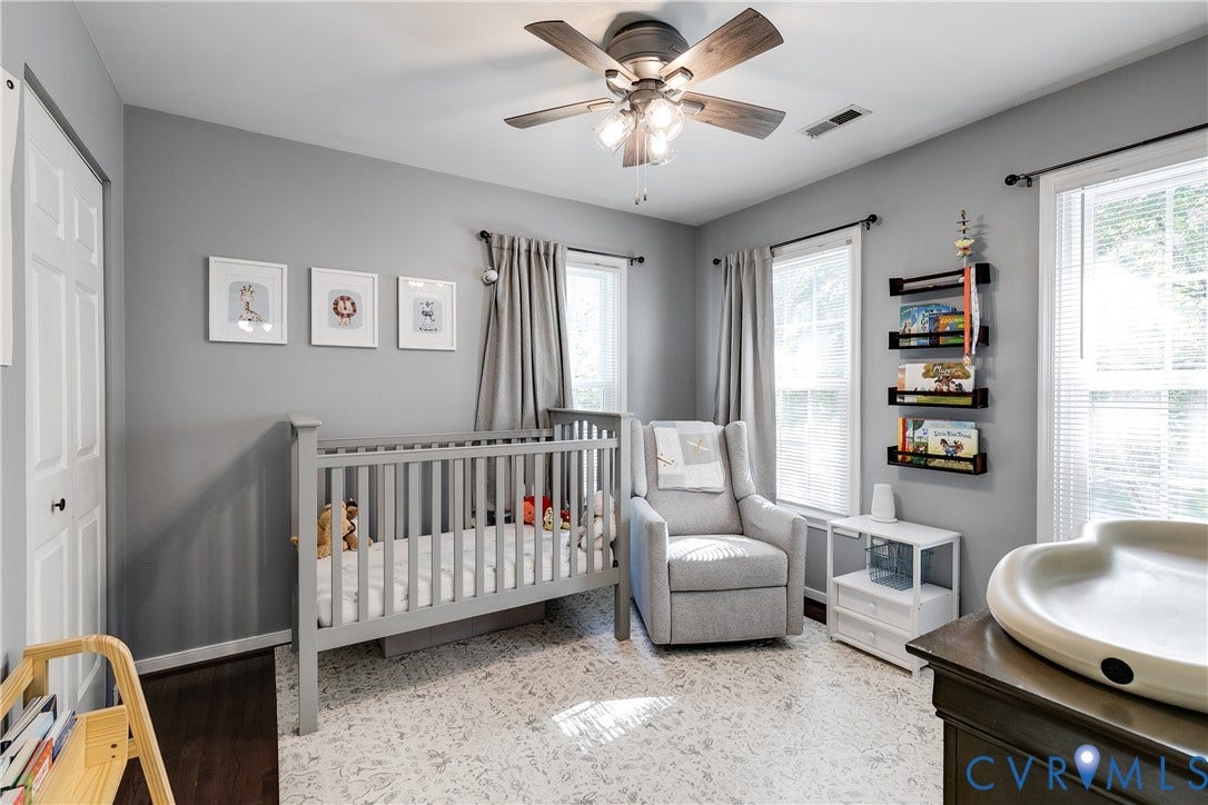 2844 Broadford Lane, Henrico, VA 23233 Recessed lighting, ceiling fan with light fixture, multiple windows, built-in shelving, wood-finish flooring