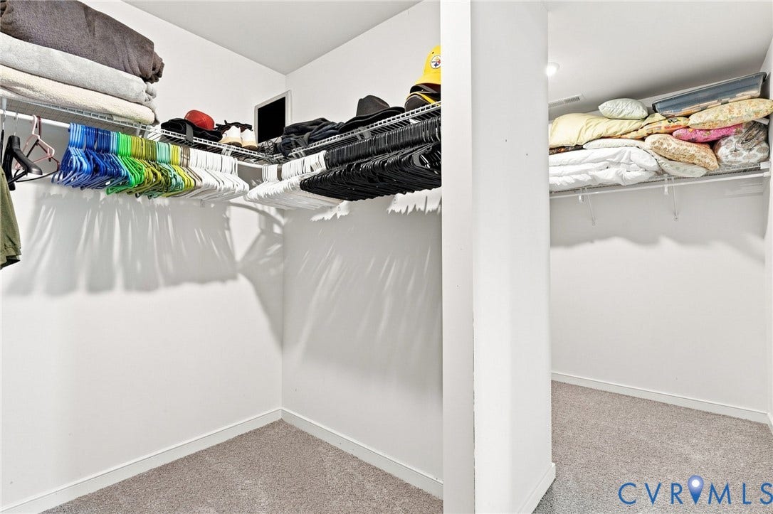 6400 Richwood Trail, Aston Oaks (Section 1), Chesterfield, VA 23120 Walk-in closet with carpet flooring, white walls, and built-in wire shelving