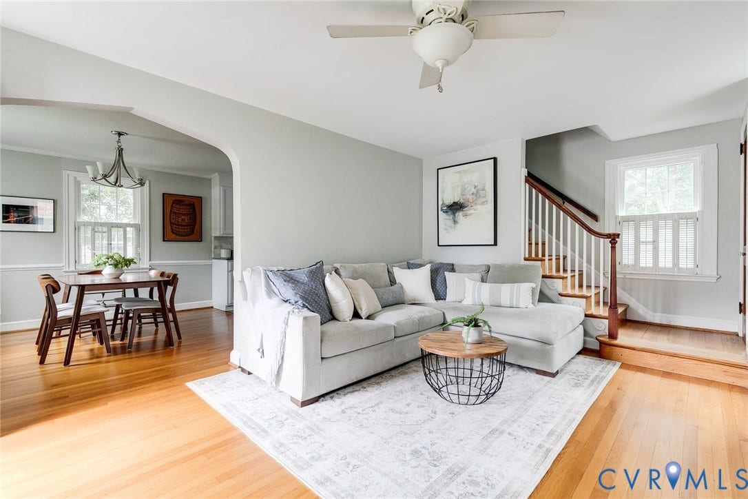 4213 Hillcrest Road, Forest Hill Park, Richmond, VA 23225 Open floor plan, view towards dining and kitchen