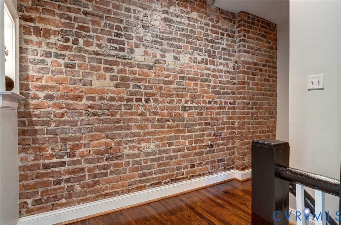 121 S Mulberry Street, The Fan, Richmond, VA 23220 Landing at Top of the Staircase with Brick Wall