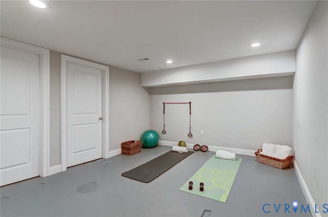 121 S Mulberry Street, The Fan, Richmond, VA 23220 Finished Area of Basement-Heated and Aired-Great for Home Gym or Flex Space. Floors Just Painted