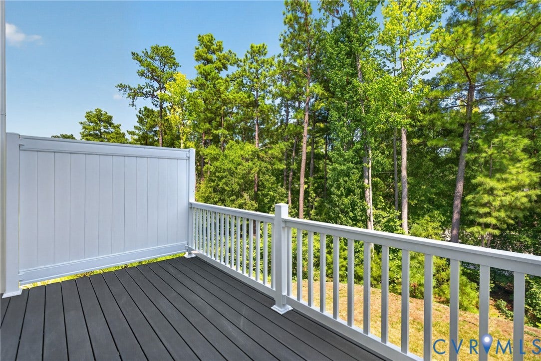 6537 Hardee Haven Place, Midlothian, VA 23112 Deck with composite decking, white privacy wall, and white railings