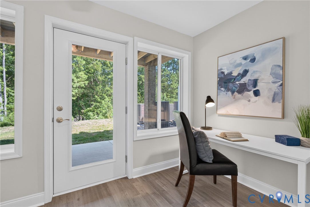 6537 Hardee Haven Place, Midlothian, VA 23112 Wood-finish flooring, white trim, and a full-light exterior door