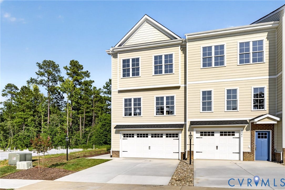 6537 Hardee Haven Place, Midlothian, VA 23112 Contemporary townhome with light-colored siding and white window frames