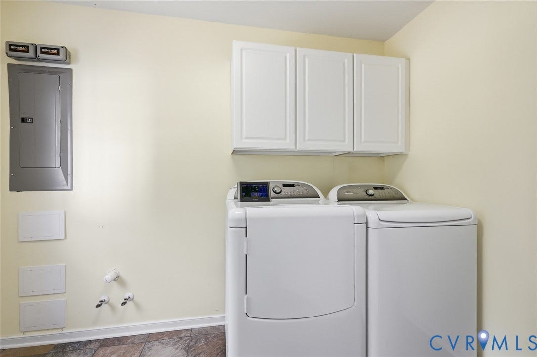 5295 Chimney Springs Drive, Saunders Acres, Goochland, VA 23063 Utility area with wall-mounted cabinetry, electrical panel, and tile flooring