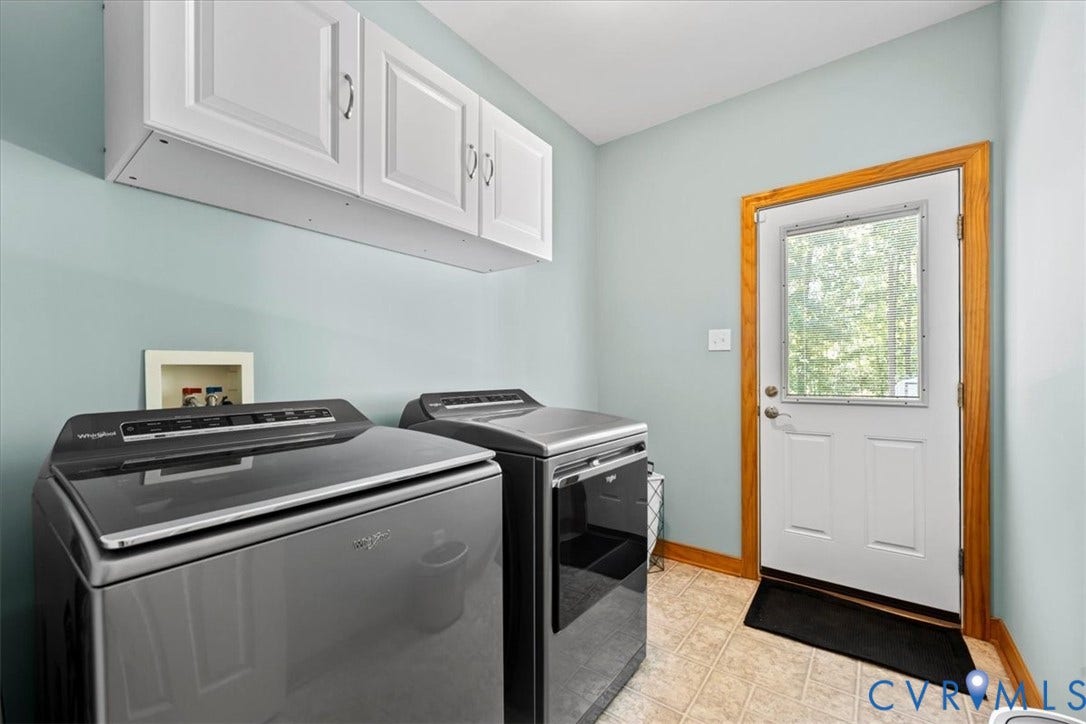 3060 Moyer Road, Powhatan, VA 23139 White shaker-style cabinetry with chrome hardware