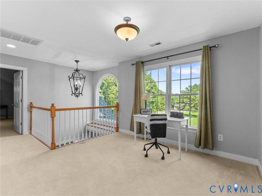 loft area with beautiful view of the lot