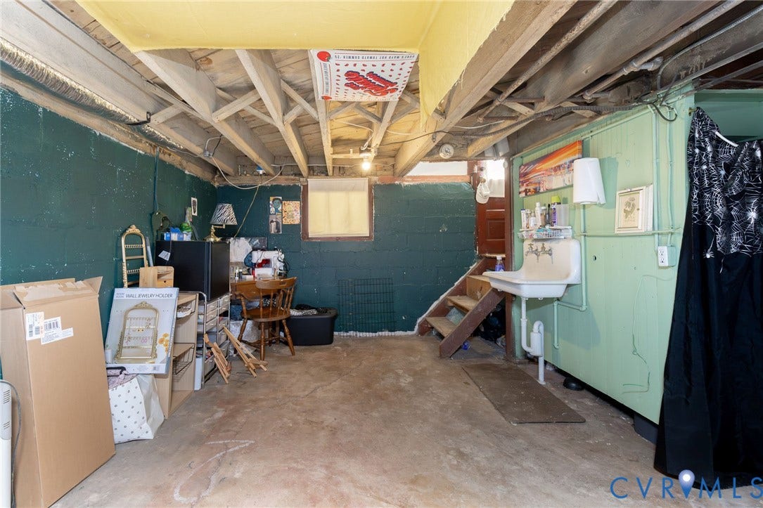 2726 Hanes Avenue, Brookland Park, Richmond, VA 23222 Exposed ceiling joists with concrete flooring and painted cinder block walls