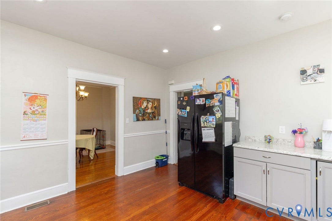 2726 Hanes Avenue, Brookland Park, Richmond, VA 23222 Wood-finish flooring, recessed lighting, white trim, and light gray cabinetry with light countertops