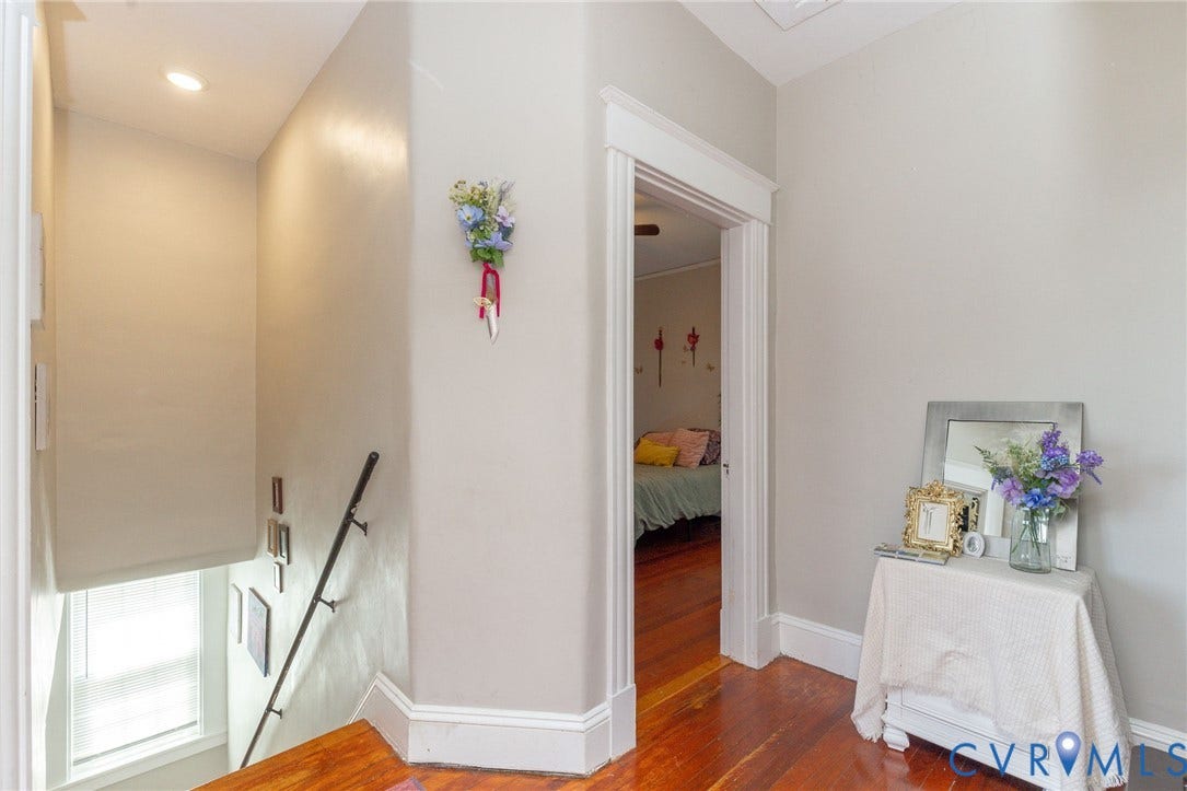 2726 Hanes Avenue, Brookland Park, Richmond, VA 23222 Hardwood flooring, recessed lighting, white trim, and a built-in stair railing