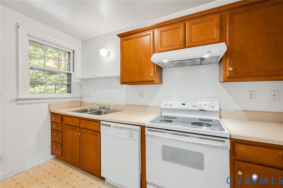 7107 Old Westham Road, Stratford Hills, Richmond, VA 23225 Kitchen featuring wooden cabinetry, a double basin sink, a dishwasher, and a window