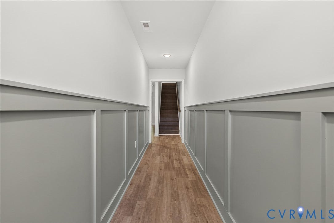 6541 Hardee Haven Place, Midlothian, VA 23112 Board and batten wainscoting, wood-finish flooring, recessed ceiling lighting, and a neutral color palette