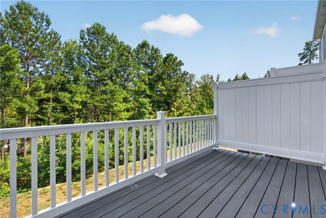 6541 Hardee Haven Place, Midlothian, VA 23112 Outdoor deck featuring composite decking, white railing, and a privacy wall