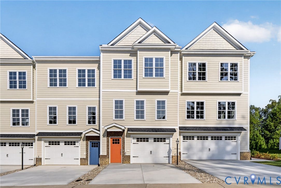6545 Hardee Haven Place, Midlothian, VA 23112 Contemporary townhome with siding exterior, multi-pane windows, and a two-car garage