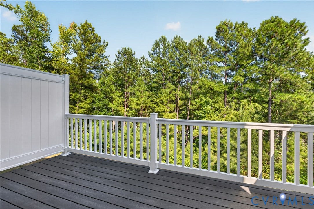 6549 Hardee Haven Place, Midlothian, VA 23112 Outdoor deck with dark composite decking and white railings