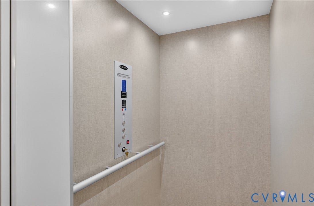 6549 Hardee Haven Place, Midlothian, VA 23112 Built-in elevator with neutral wall covering, recessed ceiling lighting, and a grab bar