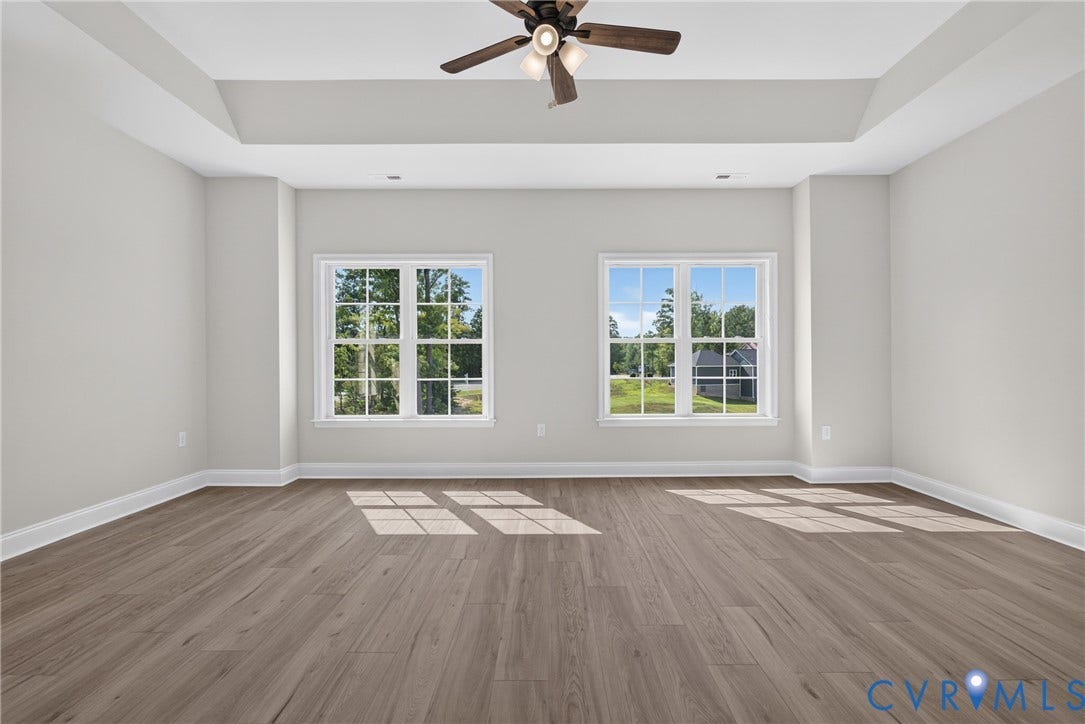 6549 Hardee Haven Place, Midlothian, VA 23112 Tray ceiling with a ceiling fan