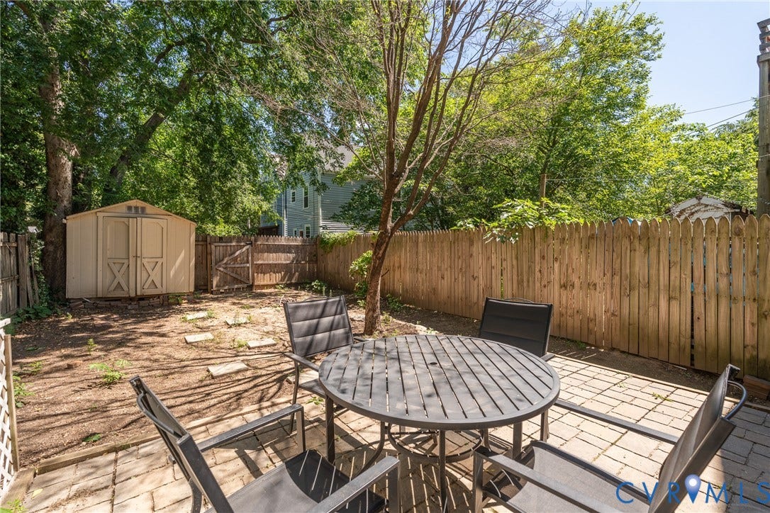 1906 W Main Street, Fan District, Richmond, VA 23220 Fenced backyard provides space for relaxing, entertaining, or gardening.