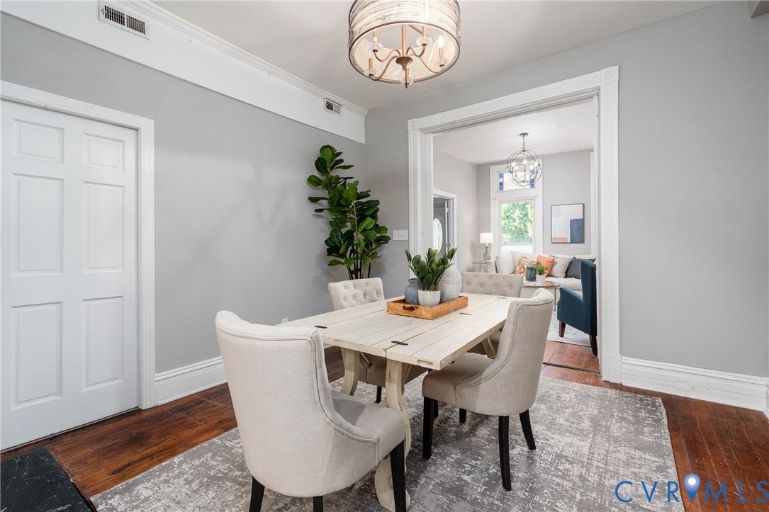 1906 W Main Street, Fan District, Richmond, VA 23220 With a full bath, kitchen, and laundry already on this level, the dining room offers potential for a studio-style arrangement.