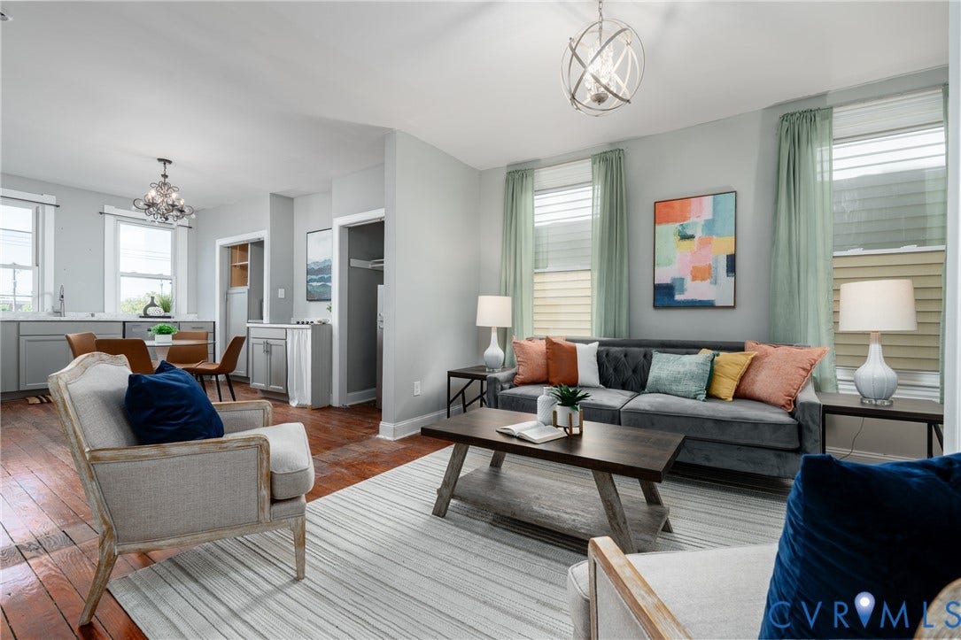 1906 W Main Street, Fan District, Richmond, VA 23220 Second floor offers its own living, kitchen, bedroom, and laundry spaces.