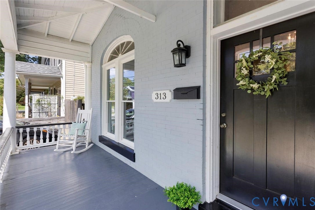 313 W 27th Street, Richmond, VA 23225 Covered front porch with painted wood flooring and white balusters