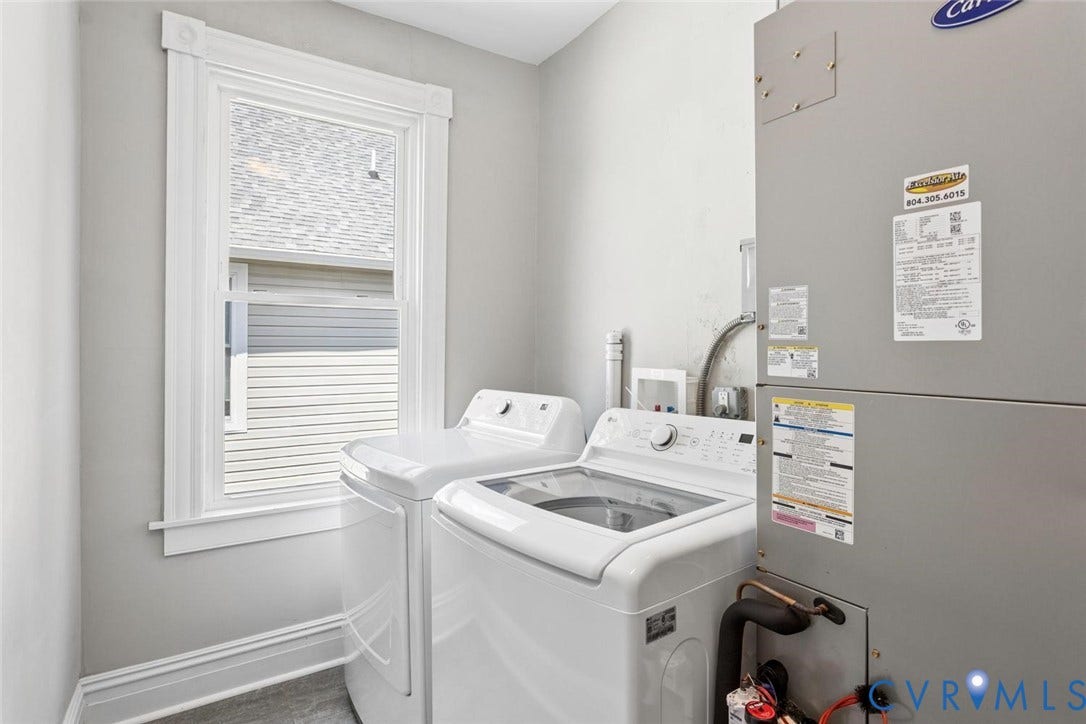 313 W 27th Street, Richmond, VA 23225 Laundry area featuring light gray walls and a single window with white trim