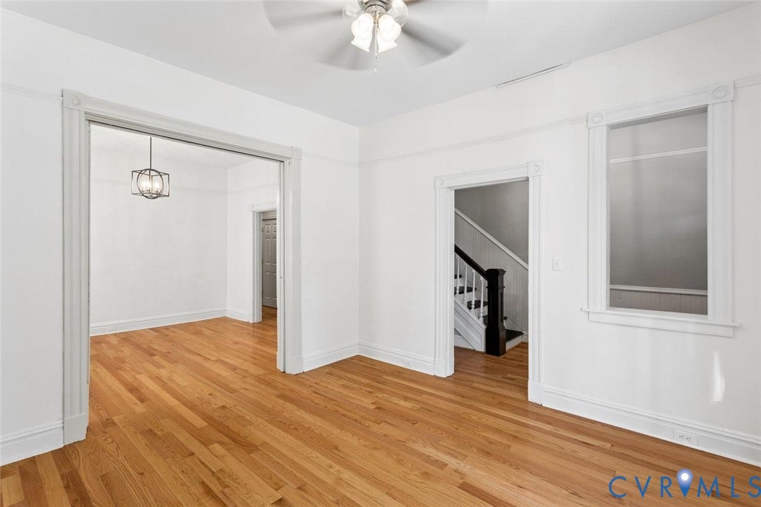313 W 27th Street, Richmond, VA 23225 Hardwood flooring throughout, with crisp white walls and detailed white trim