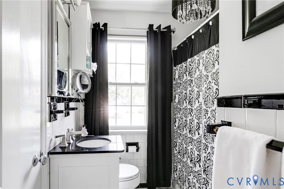 8717 Avalon Drive, Maybeury, Henrico, VA 23229 Classic Richmond Bath with black and white tile