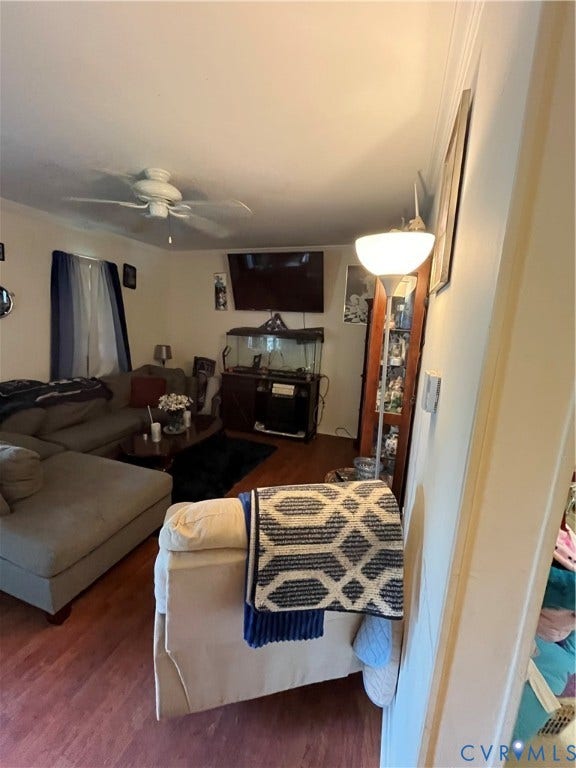 4202 Kempwood Court, Chesterfield, VA 23832 Wood-finish flooring with a ceiling fan light fixture