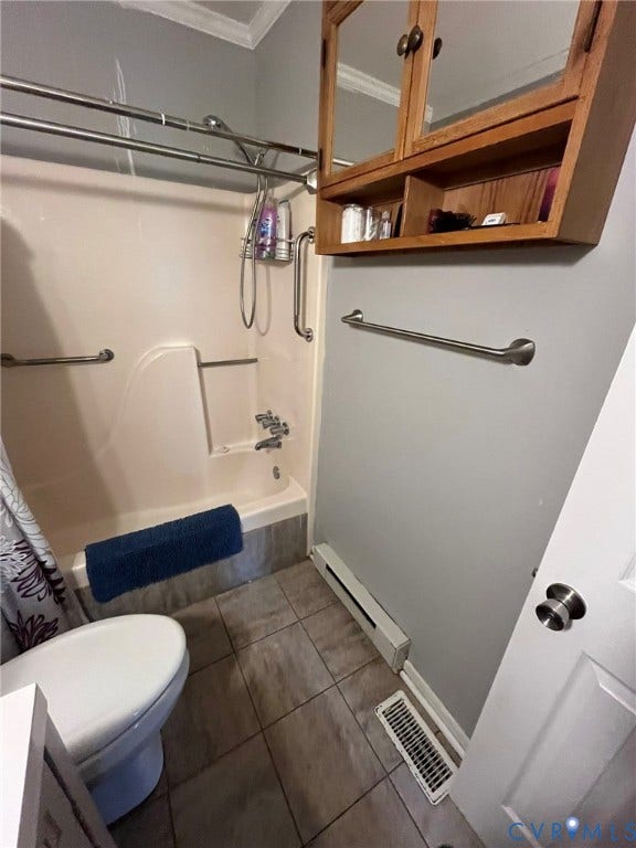 4202 Kempwood Court, Chesterfield, VA 23832 Tub/shower combination with grab bars, wood-finish medicine cabinet with mirrored doors, and tile flooring