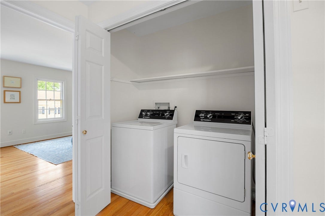 300 N Ridge Road, #97, Henrico, VA 23229 Dedicated laundry closet next to the primary bedroom with newer (2020) Speed Queen washer and dryer