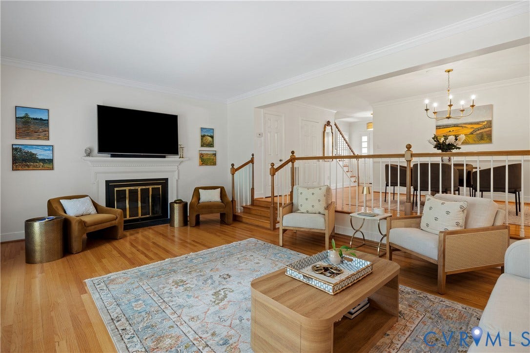300 N Ridge Road, #97, Henrico, VA 23229 Wood-burning brick fireplace with doors and decorative mantel