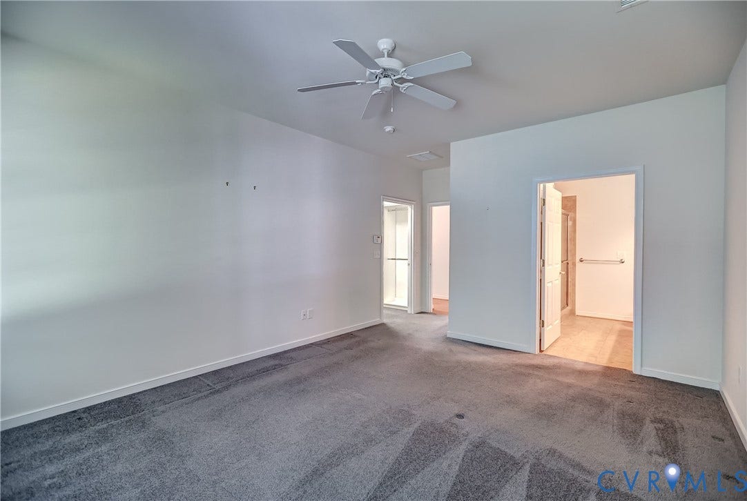 5046 Lewisetta Drive, Carriage Homes II Crossridge, Glen Allen, VA 23060 Neutral wall finishes, recessed lighting, and a ceiling fan