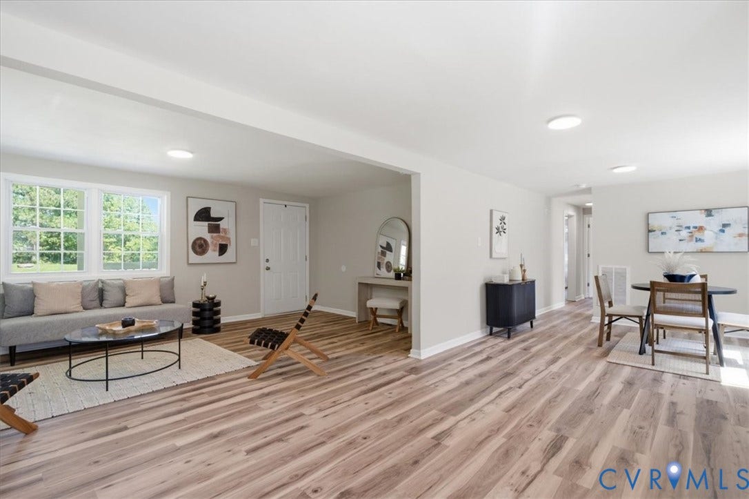 16111 Walkers Mill Road, Stony Creek, VA 23832 Expansive wood-finish flooring throughout the open-concept living space