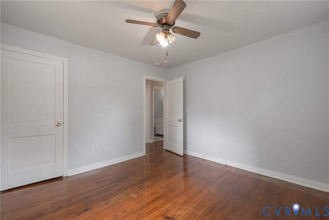 1704 Westhill Road, Richmond, VA 23226 Primary Bedroom with large closet, hardwood floors and neutral paint