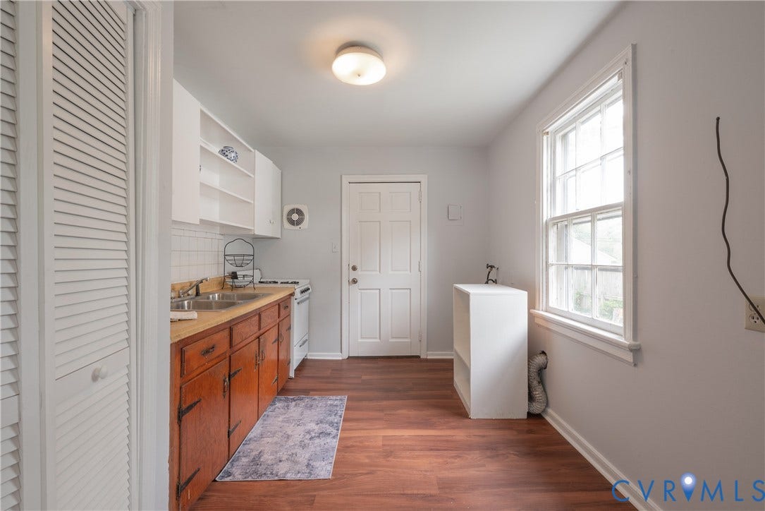 1704 Westhill Road, Richmond, VA 23226 Kitchen with Mechanical closet, double stainless sink, ample storage and prep space