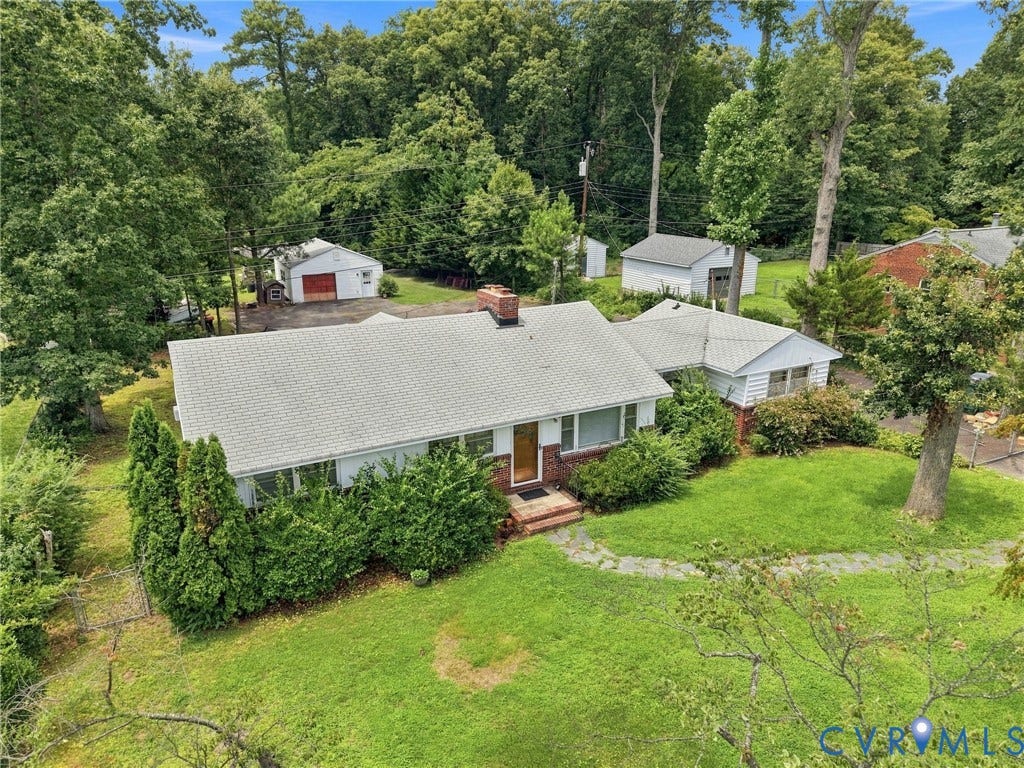 1904 Fon Du Lac Road, Henrico, VA 23229 Single-story residence featuring a gray shingle roof, brick and siding exterior, and a stone pathway