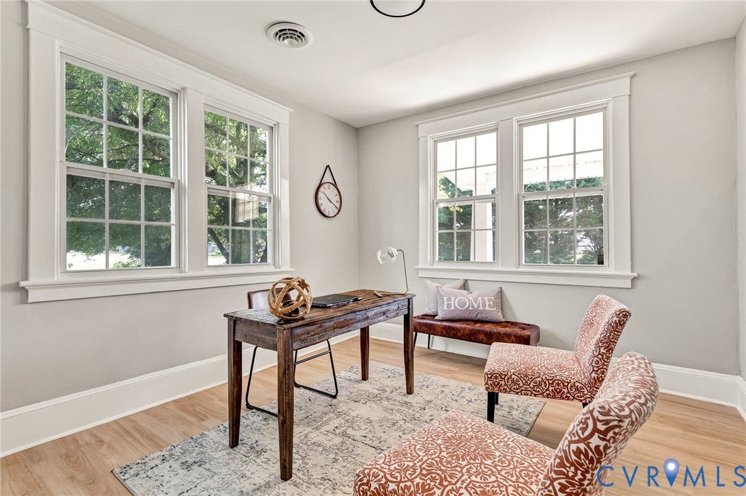 403 Masonic Lane, Masonic, Henrico, VA 23223 Light-toned wood-finish flooring, white window trim, light gray wall paint, and recessed ceiling lighting