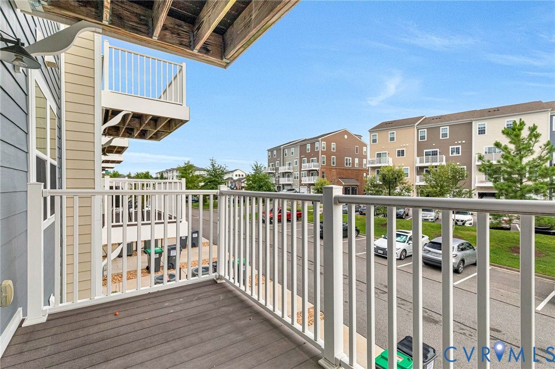 4347 Saunders Station Loop, #A, Glen Allen, VA 23233 Private balcony with wood-finish decking and white railings