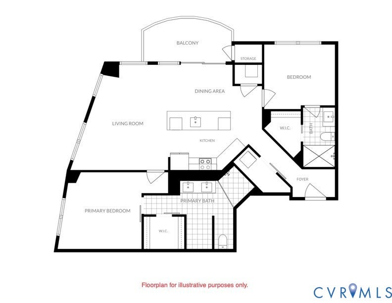 1101 Haxall Point, #U614, Richmond, VA 23219 Illustrative purposes only.