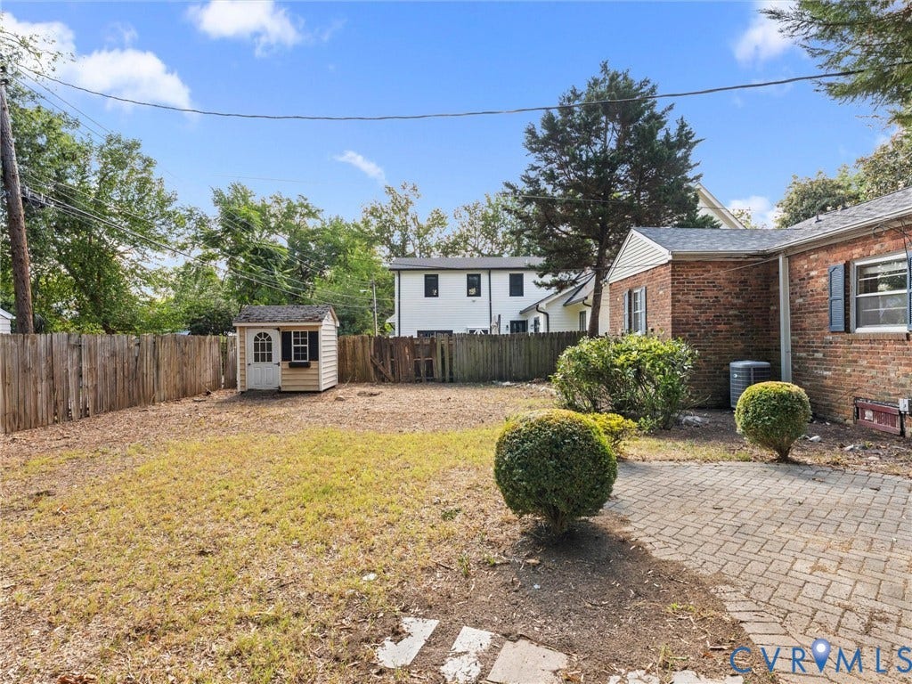 4608 Grove Avenue, Mary Munford, Richmond, VA 23226 Rear yard with paver patio, and storage shed.